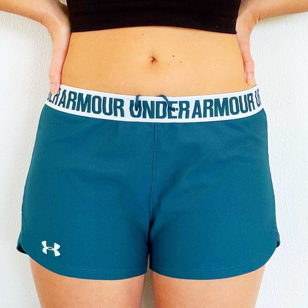 Under Armour heat gear teal blue green athletic shorts size XS